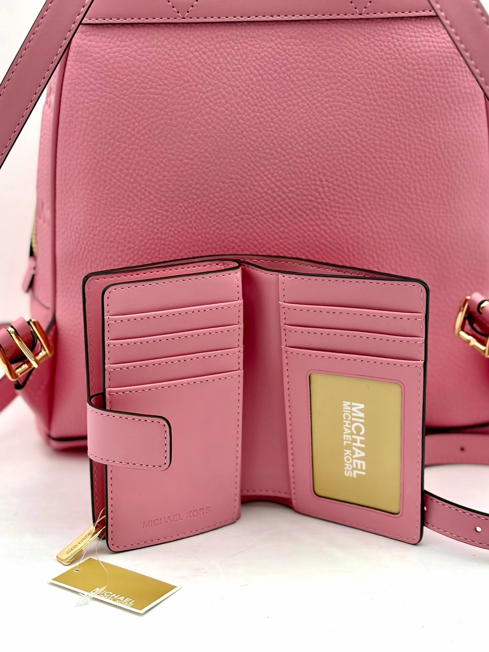 Michael Kors Pink Embossed Leather Backpack with Matching Wallet - Picture 6 of 13